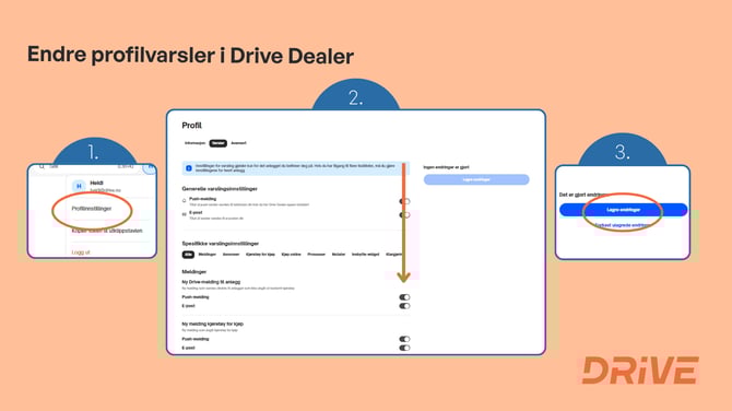 Endre profilvarsler i Drive Dealer